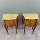 Pair of louis xv style bedside tables in marquetry and marble – 19th century