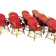 Set of 10 rattan armchairs from the 1960s, France.