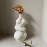 White stoneware vase in an organic shape