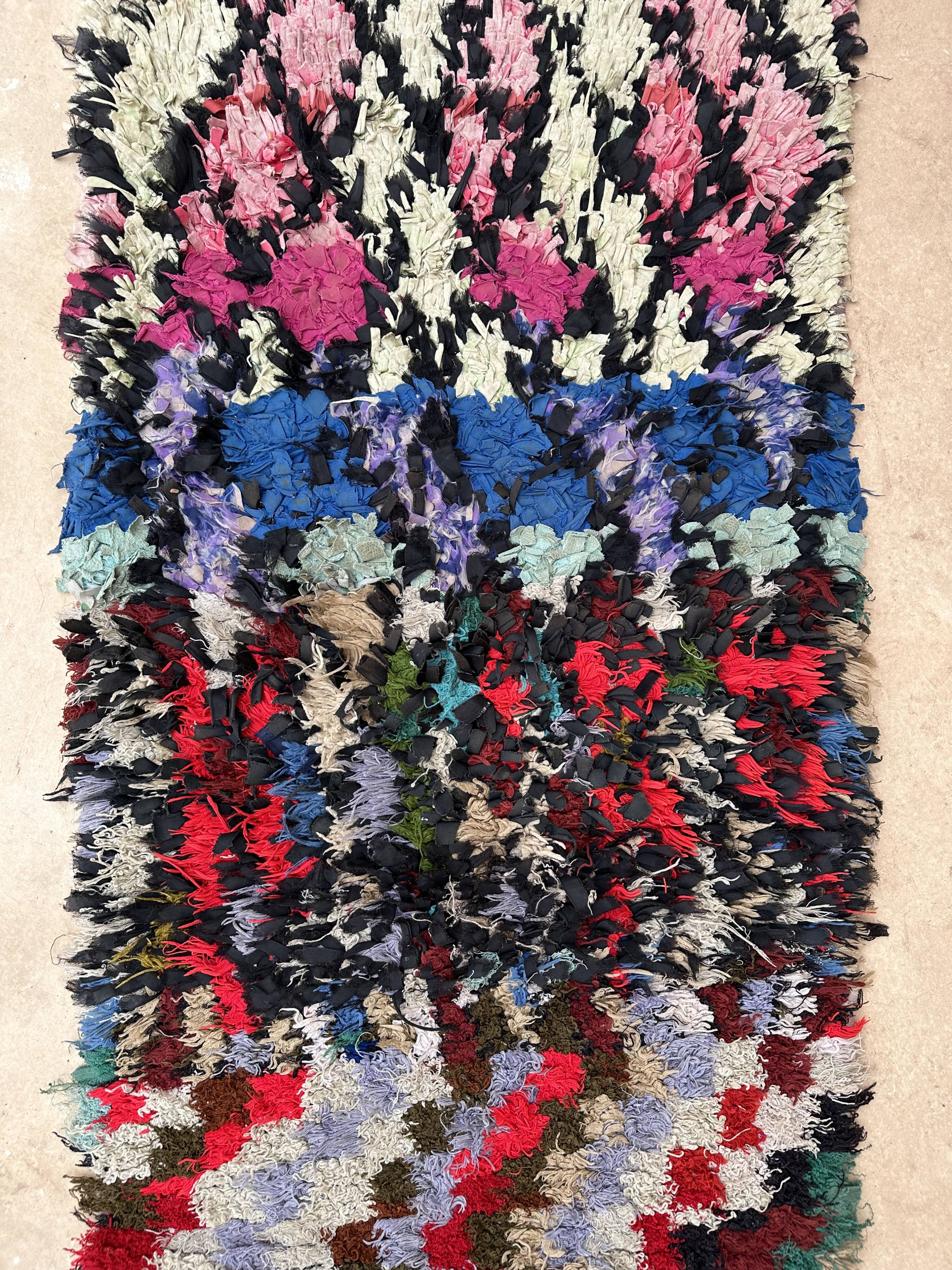 Colorful Boucherouite Berber rug - 64 x 196 cm
