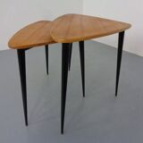 Mid-Century Triangular Birch Side Tables, 1960s, Set of 2