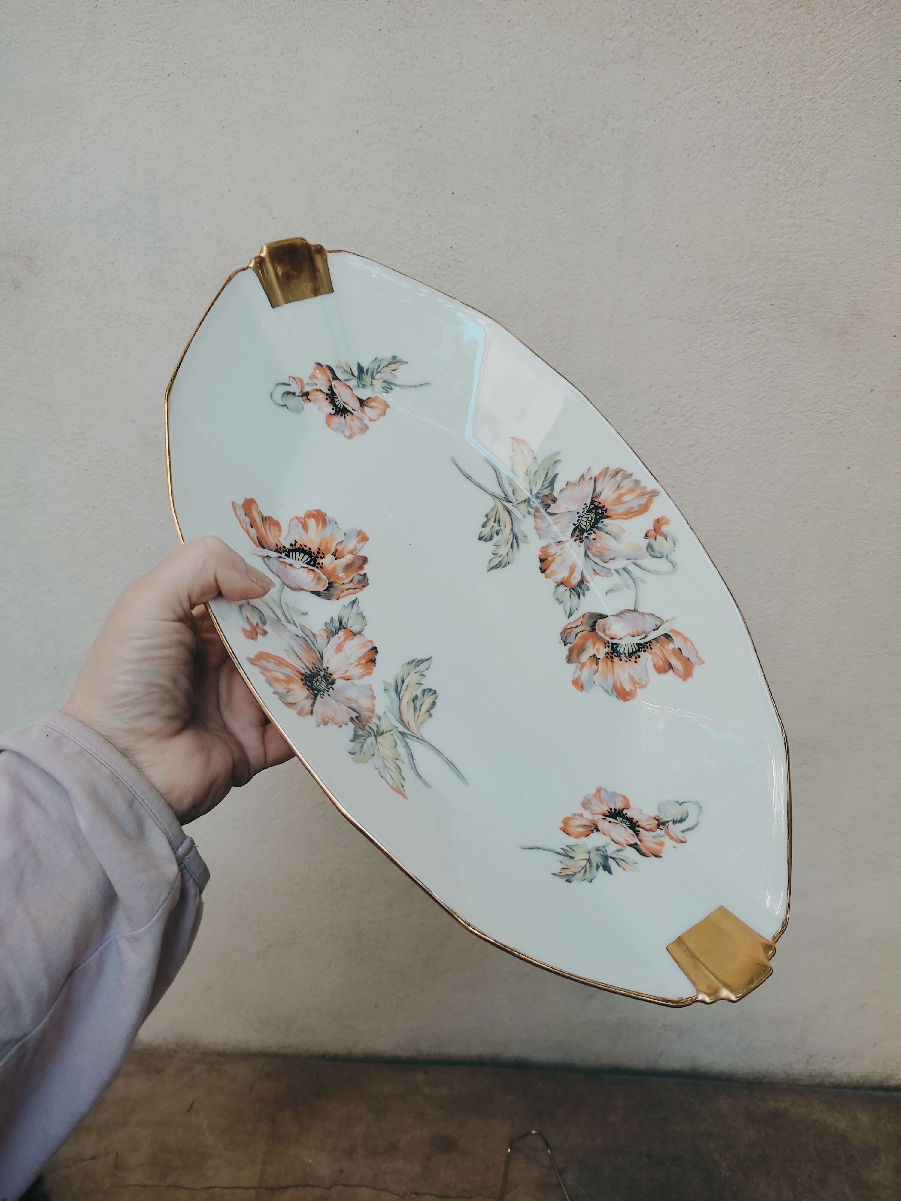 Oval art deco porcelain dish