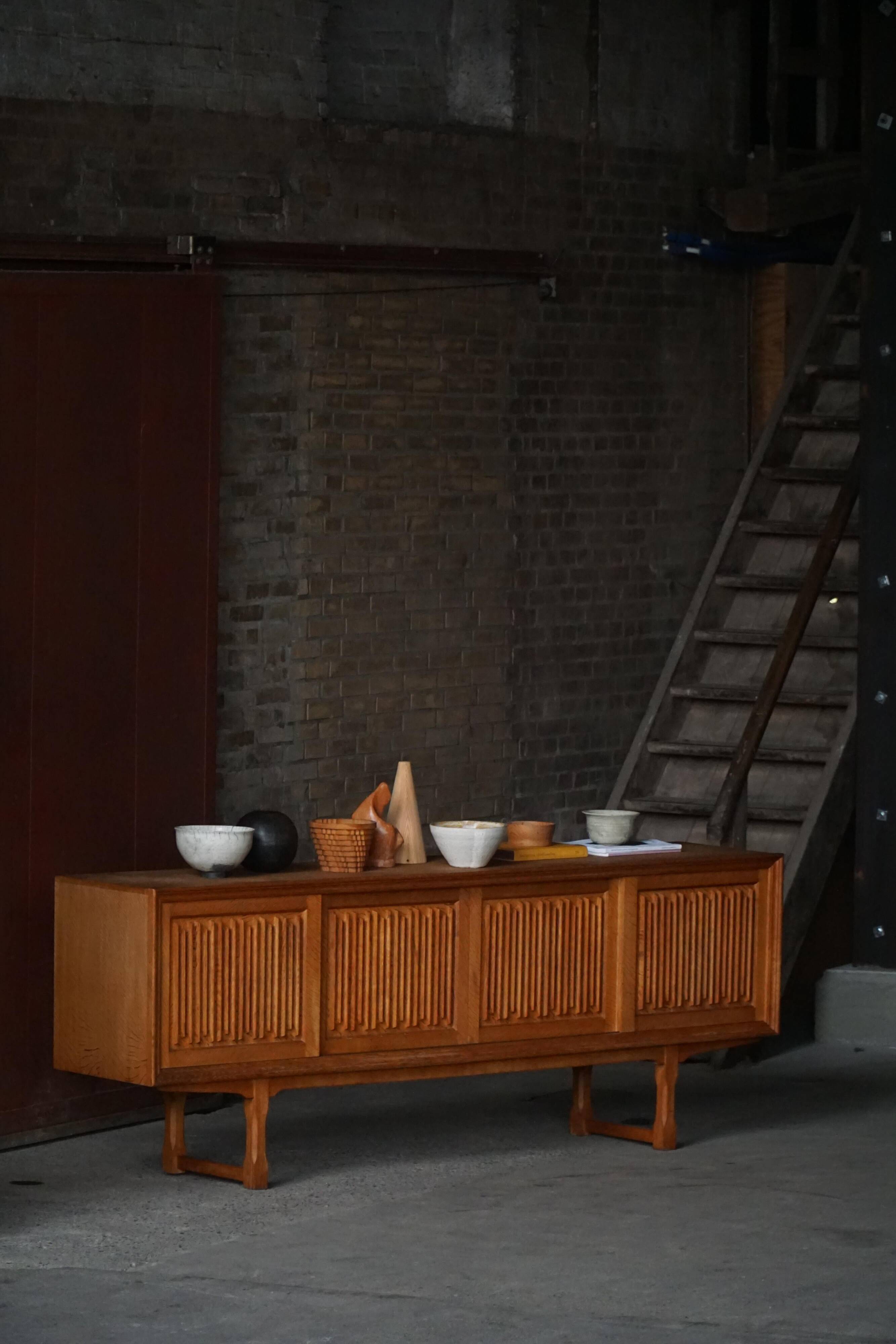 Low oak enfilade by a Danish cabinetmaker, 1960s, mid-century modern.