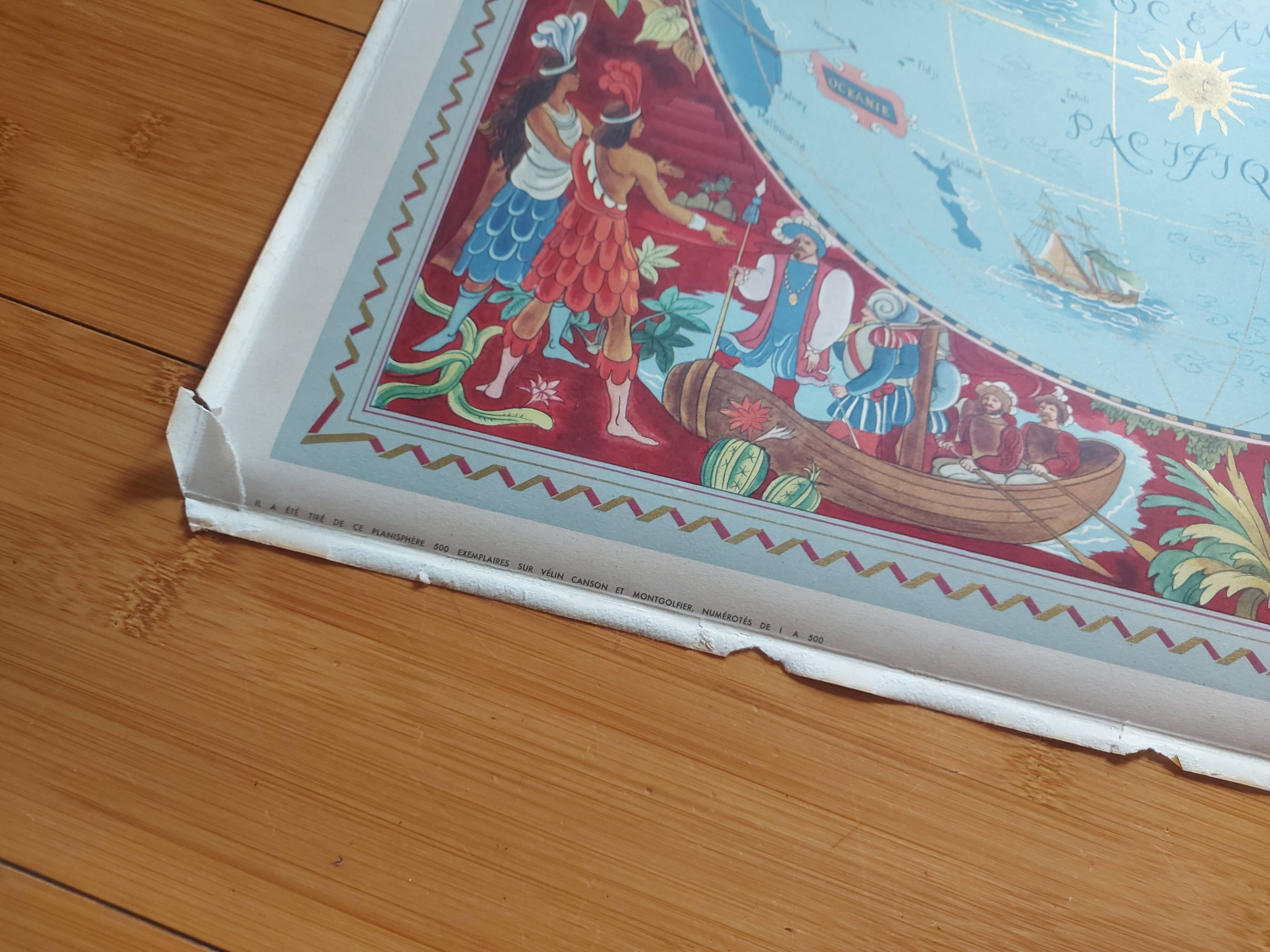 Poster, planisphere airline " air france " printing perceval