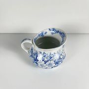 Chubby pitcher, old toilet jug KG Lunéville, blue flower pattern, late 19th to early 20th century.