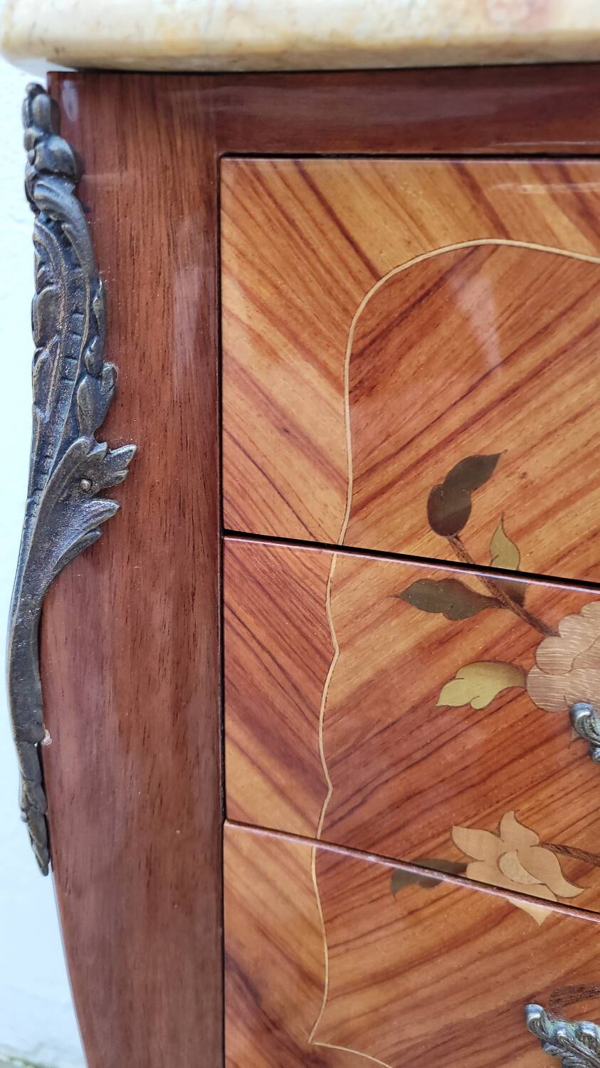 Louis xv style bedside table in rosewood marquetry