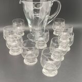 Service pichet et verres ciselé motif Fleurs