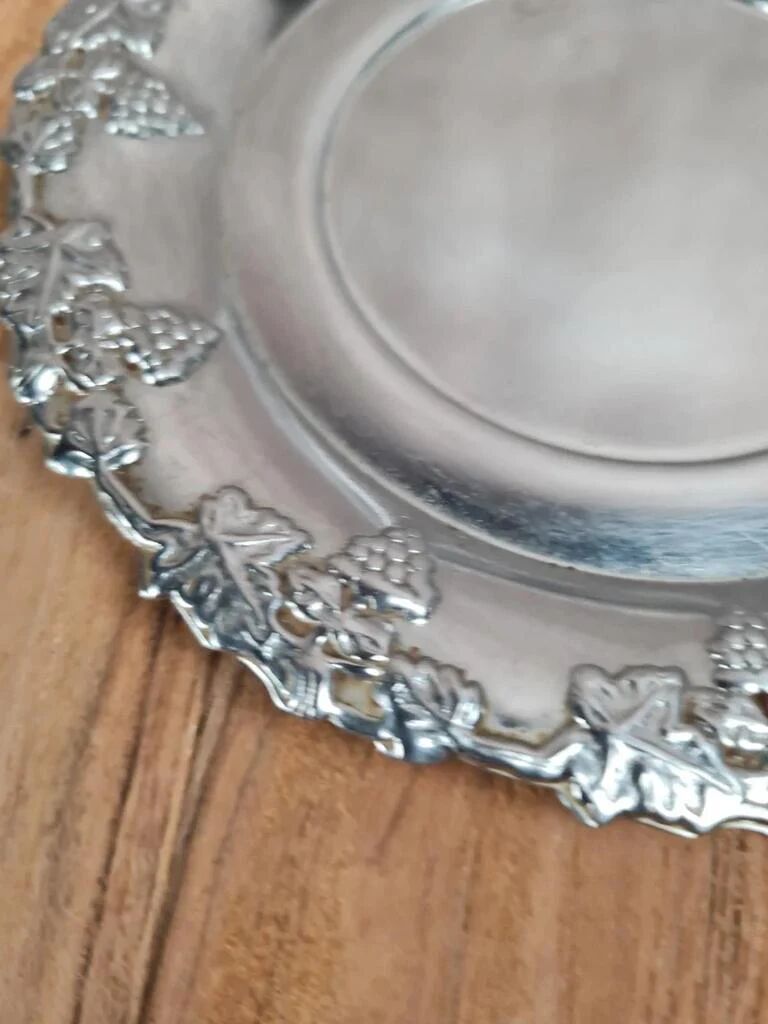Vintage cobalt sugar bowl & chrome metal – pear shape