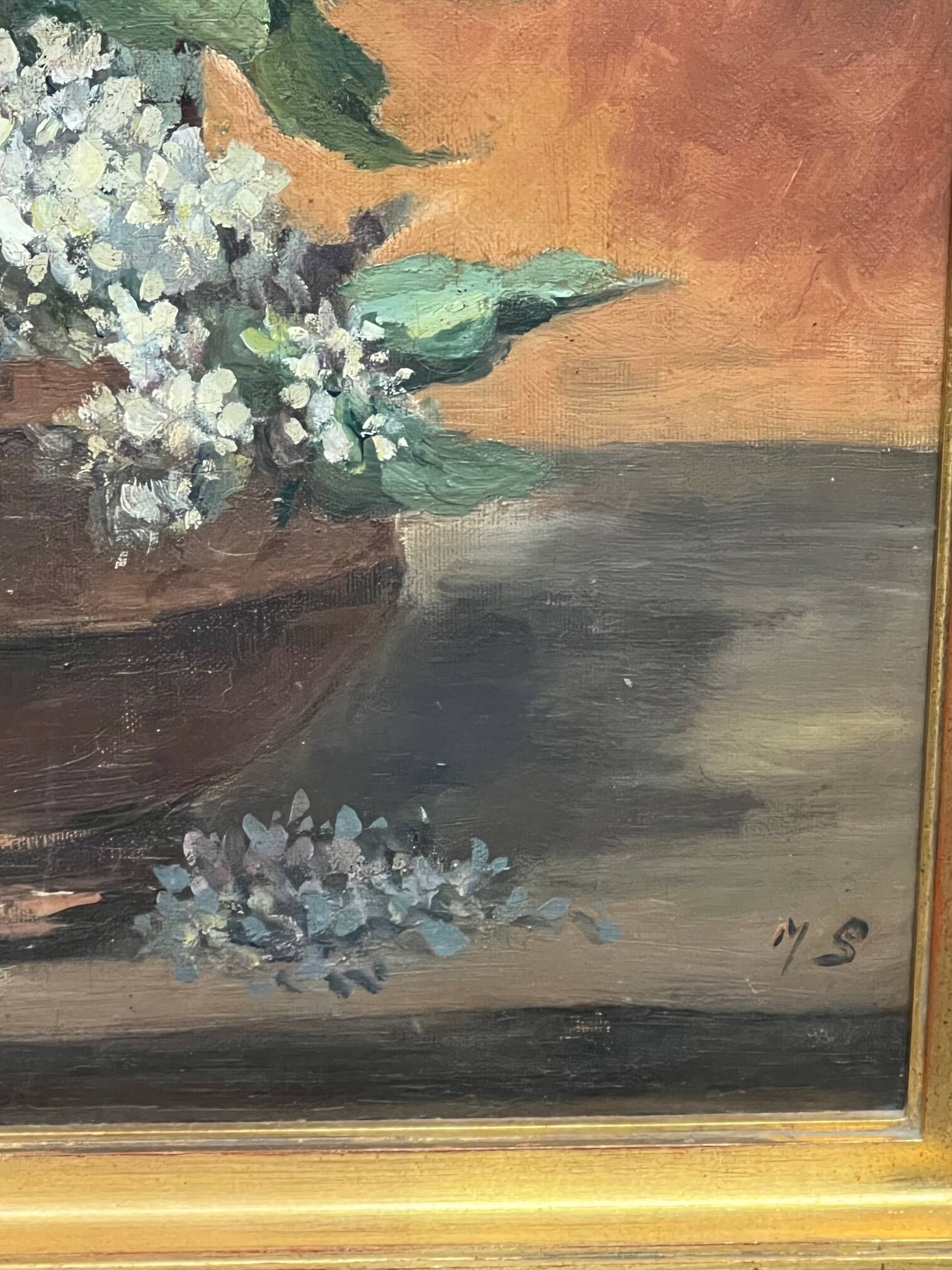 Painting signed "Bouquet of Lilacs".