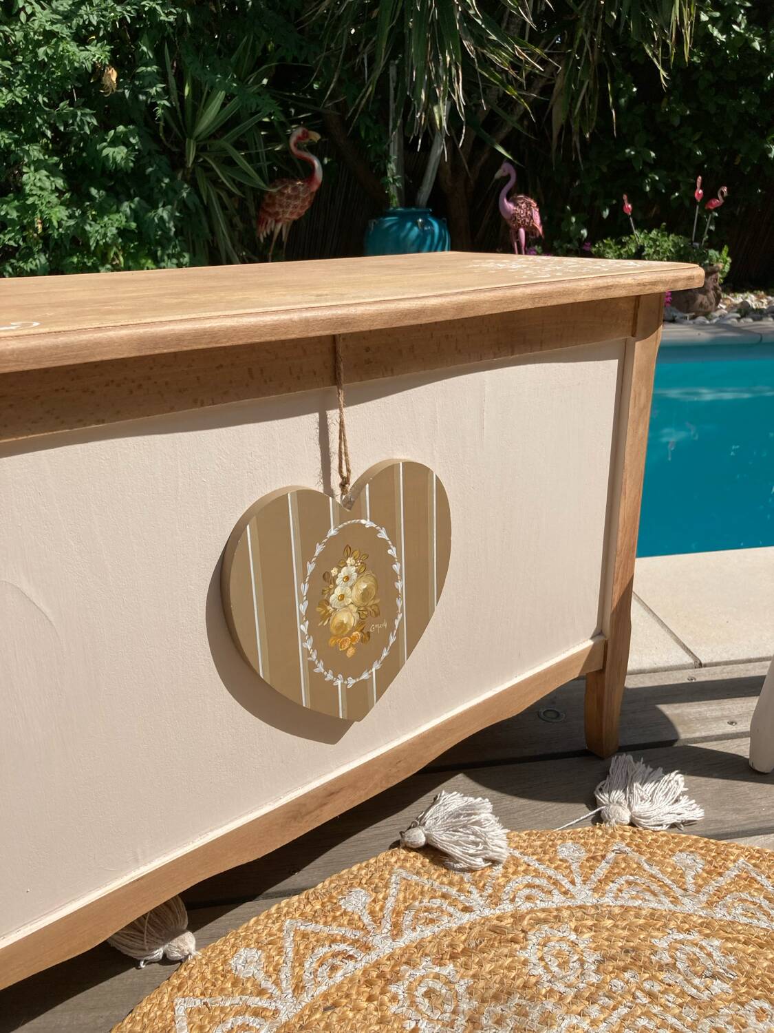 Vintage toy chest with removable heart