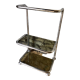 Chromed metal shelf and smoked glass