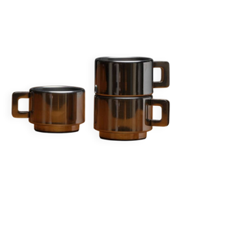 Set de 3 tasses à café en métal, 1970s