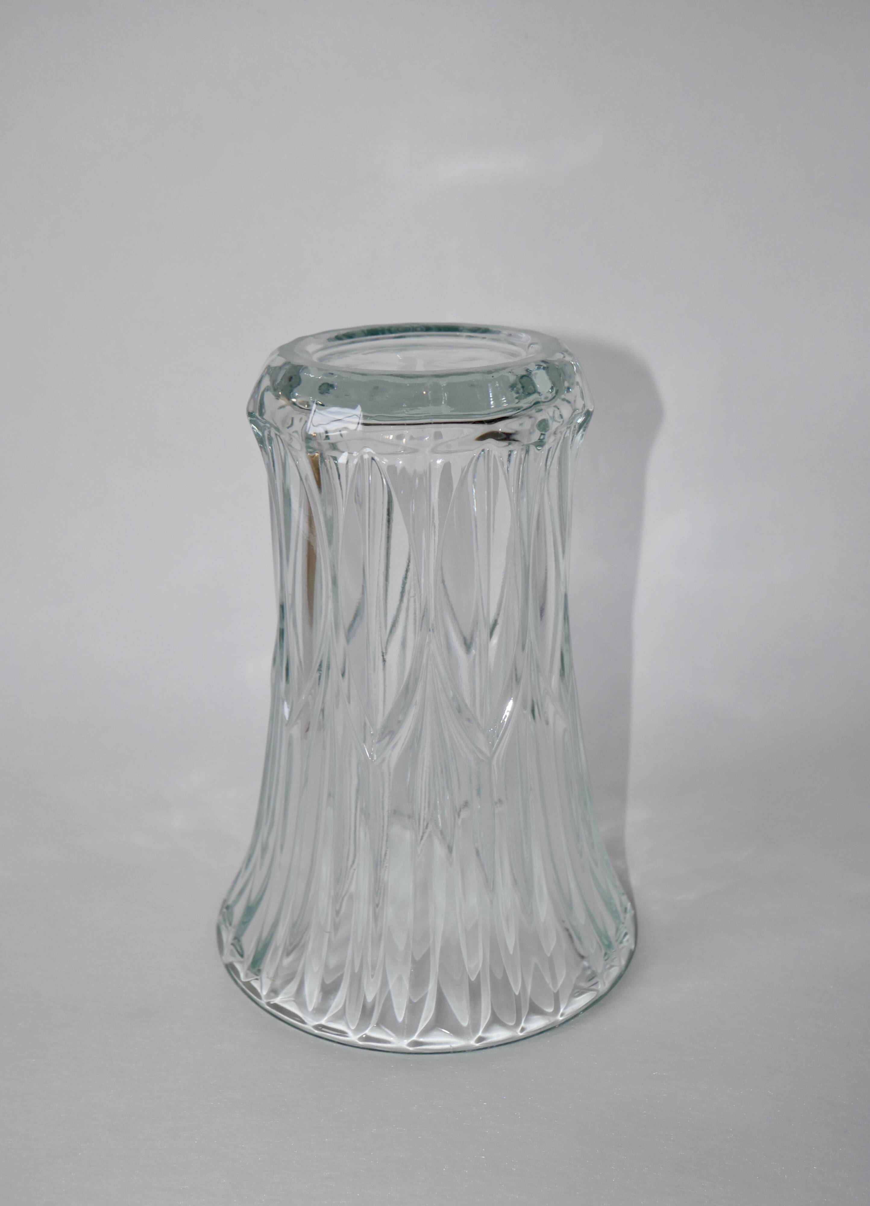 art deco style molded glass vase 1950