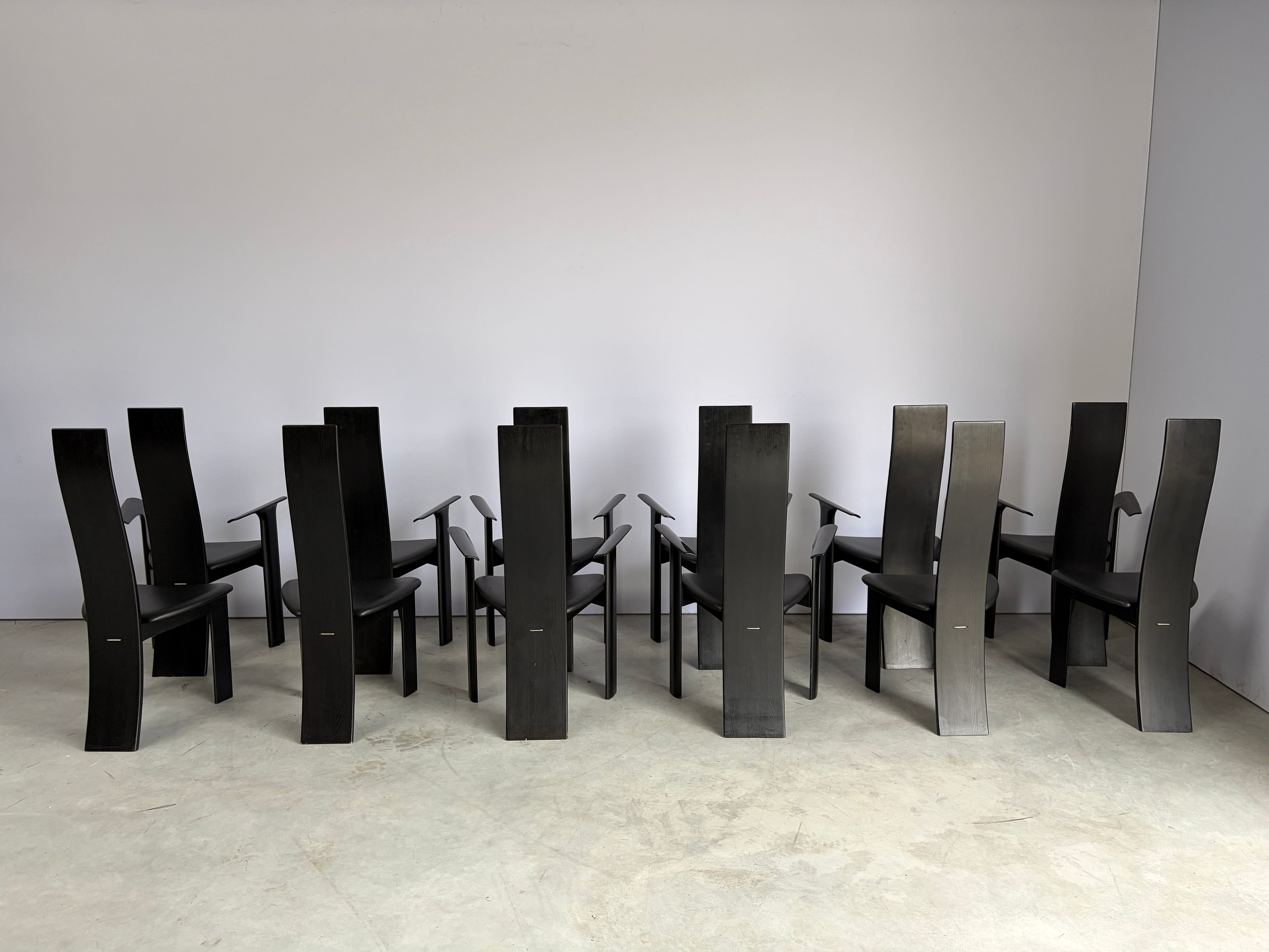 Ensemble de 12 chaises iris par Vandenberghe Pauvers, années 1990.