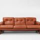 Brown leather 3-seater sofa Coronado by Tobia Scarpa for B&B Italia, Italy ca. 1960