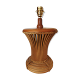 Wicker lamp, wood and leather