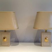 Pair of lamps decorated with golden turtles