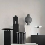 Table lamp in oxidized metal and opaline glass, contemporary work.