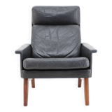 1970 Teak Leather High Back Armchair , Denmark