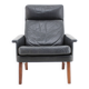 Fauteuil à dossier haut en cuir teck 1970, Danemark