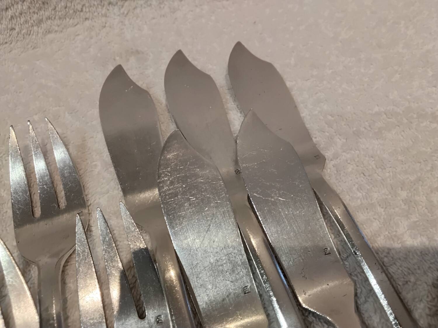 5 fish cutlery sets 11p silver plated metal goldsmith Europfelix uni-flat