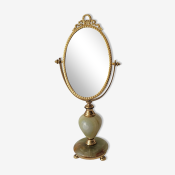 Onyx and gold metal mirror