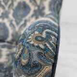 1970s, Danish 2-seater sofa, blue/white furniture fabric, beech wood.