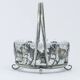 Postmodernist sugar bowl, silver-plated brass, glass, Poland, 1970s