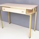 Postmodern pale pink formica and brass console with wall mirror, italy