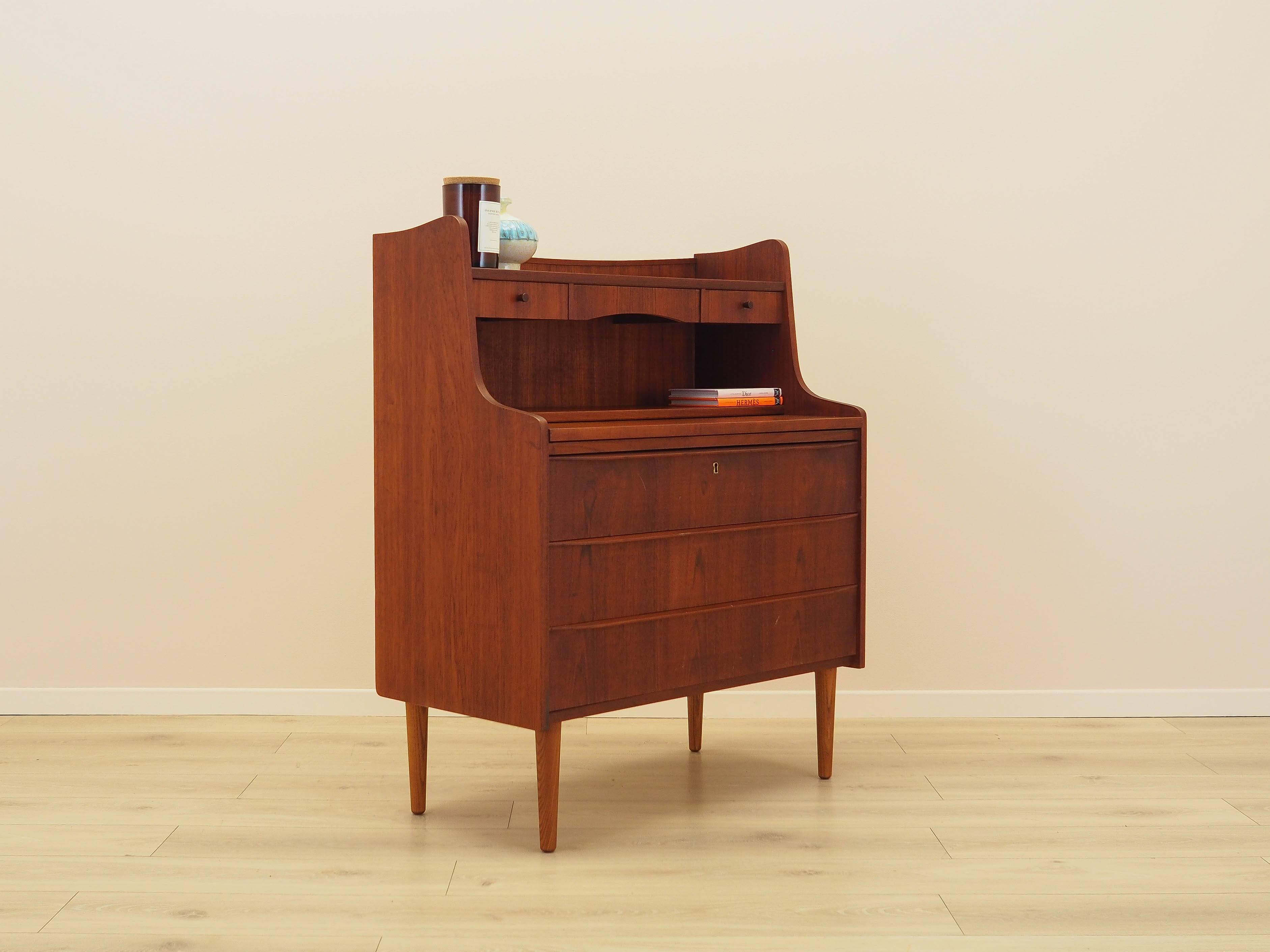 Secrétaire en teck, design danois, années 1970, fabriqué au Danemark