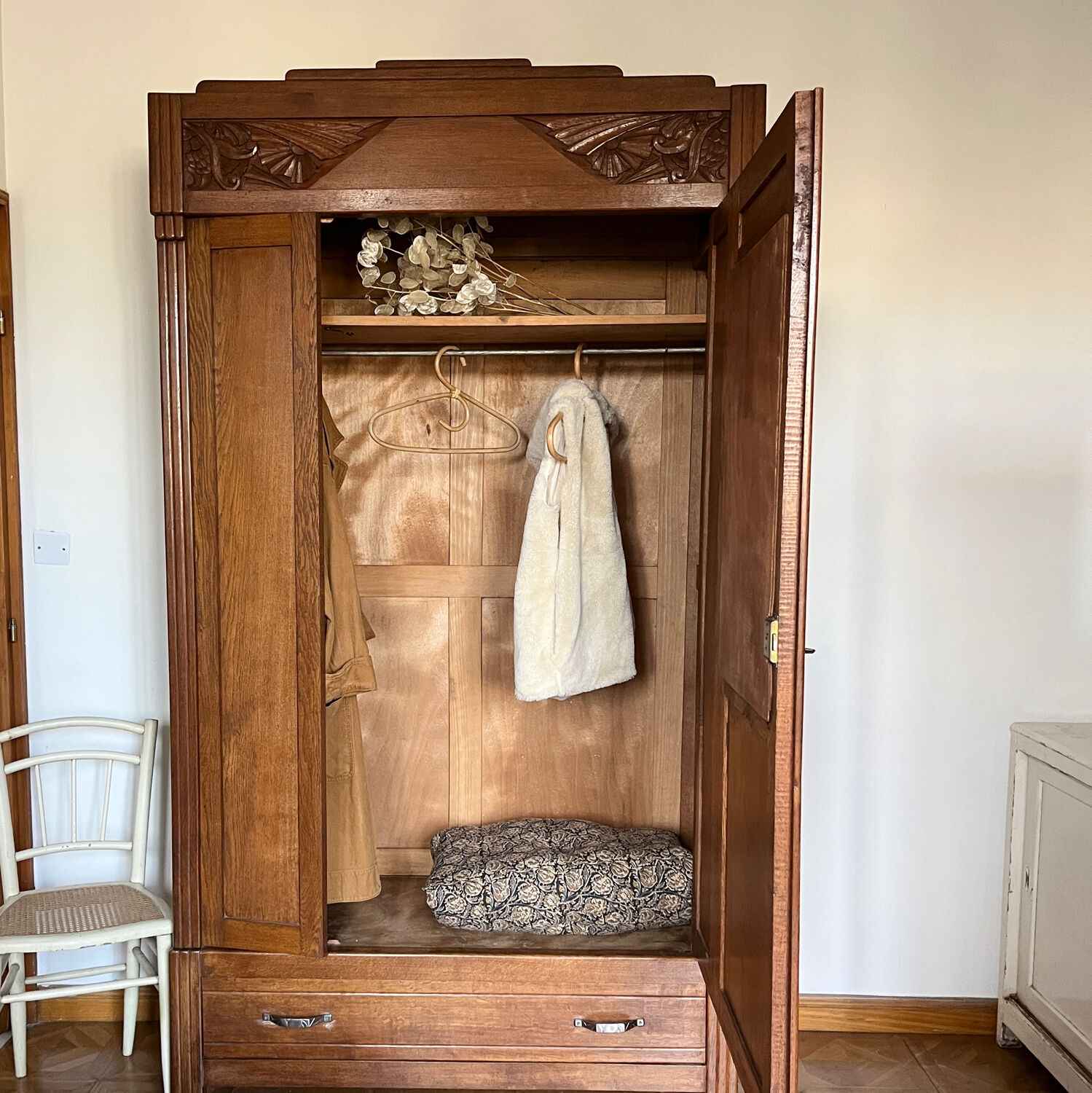 Art deco cabinet raw wood