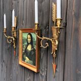 Pair of wall lamps decorated with bronze arrows "Cupid"