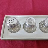 Salt and pepper "CHRISTOFLE" in solid silver in their original box, 1950.