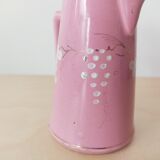 Vase pichet rose Sarreguemines peint à la main vers 1900