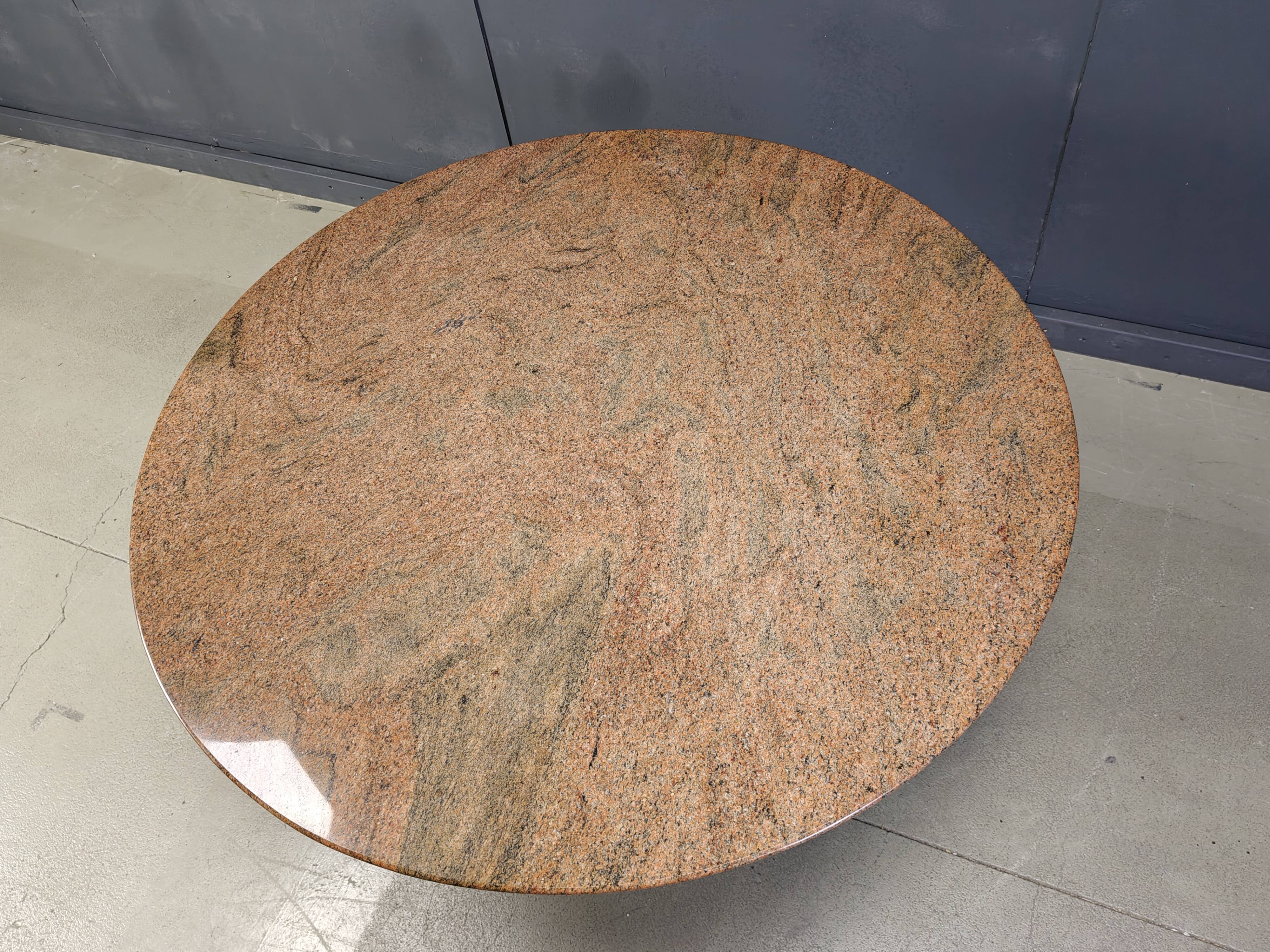 Vintage round granite dining table, 1970s