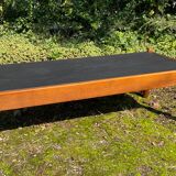 Solid oak and slate coffee table from the 50s-60s