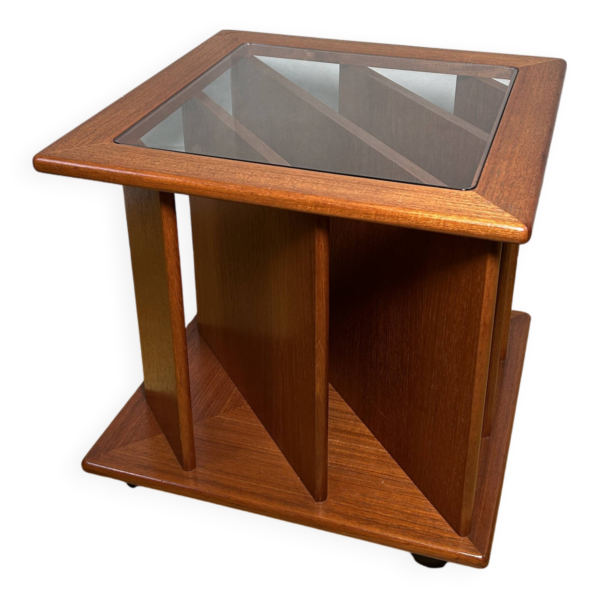 Mid century retro vintage teak coffee table with magazine rack or record 1960