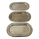 Set of 3 silver-plated trays with a very patinated finish.