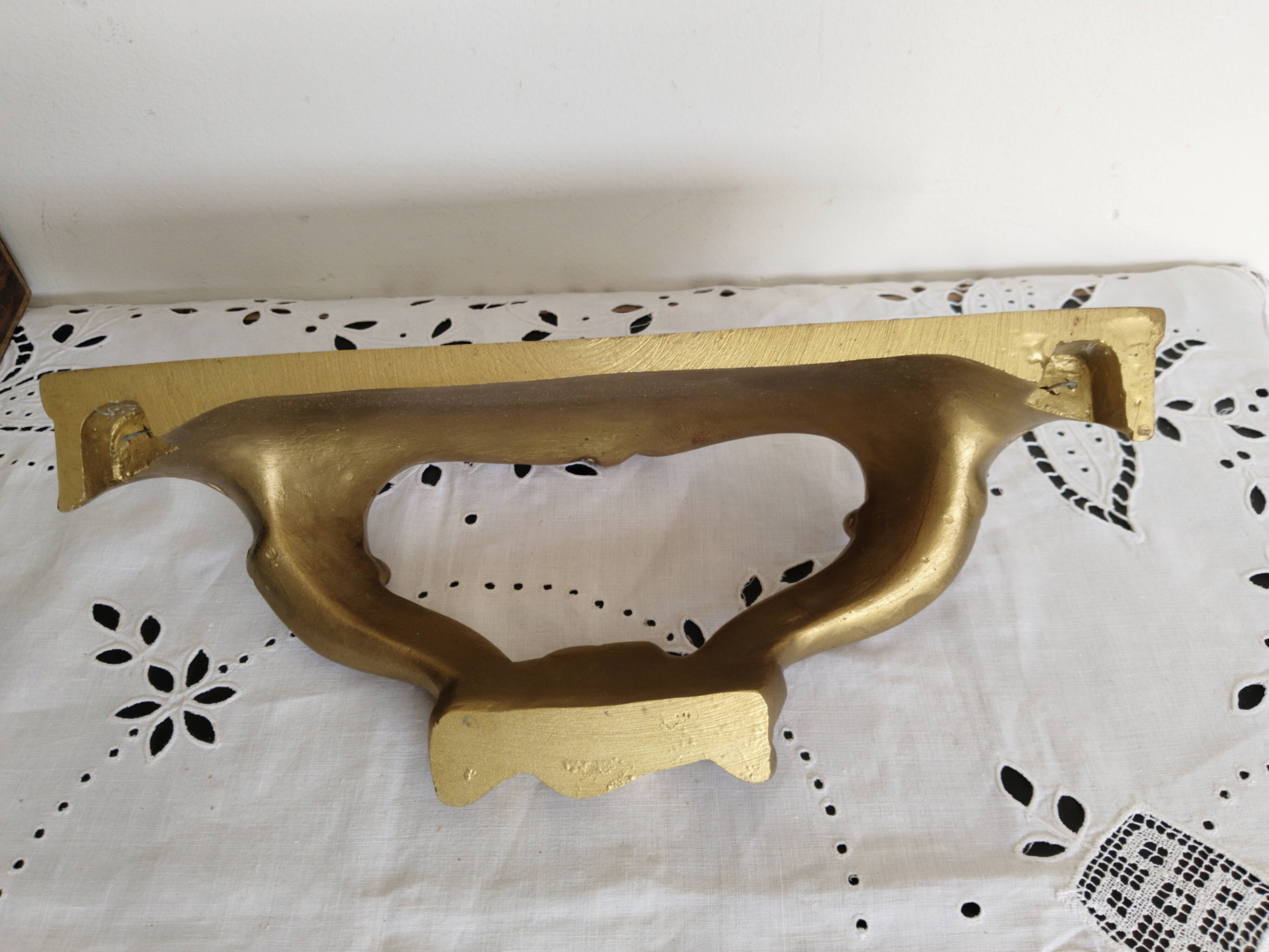 Golden console, vintage French, entrance shelf, shelf