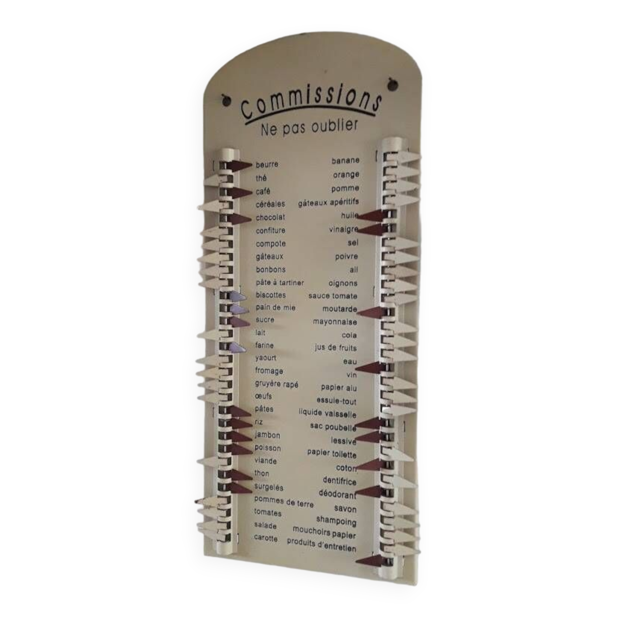 Vintage metal grocery list
