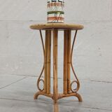 Bamboo and rattan pedestal table