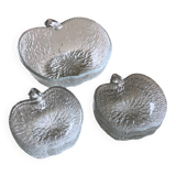Saladier et 6 ramequins pomme en verre cisele Vintage