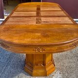 Art Deco table 1930 oval solid oak with extensions