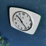 Vintage formica clock silent trapezoid wall clock "Green Japy"