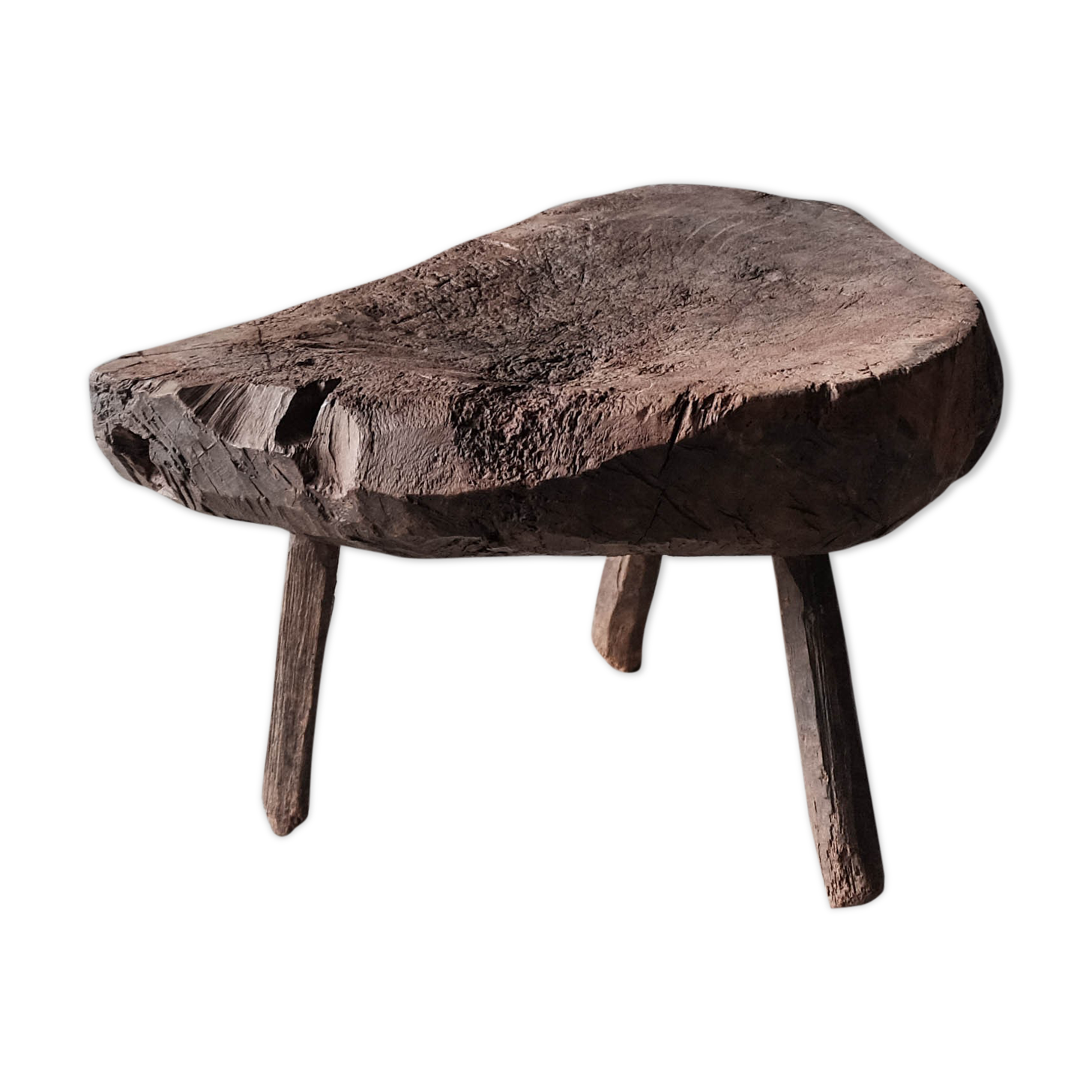 Tabouret brutaliste billot art-populaire auvergnat XIXème siècle
