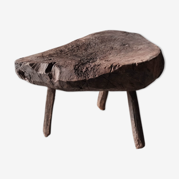 Brutalist stool, log, art-popular Auvergne 19th century