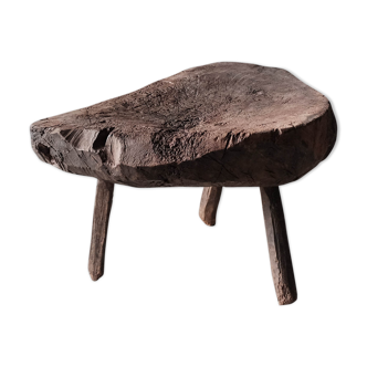 Brutalist stool, log, art-popular Auvergne 19th century