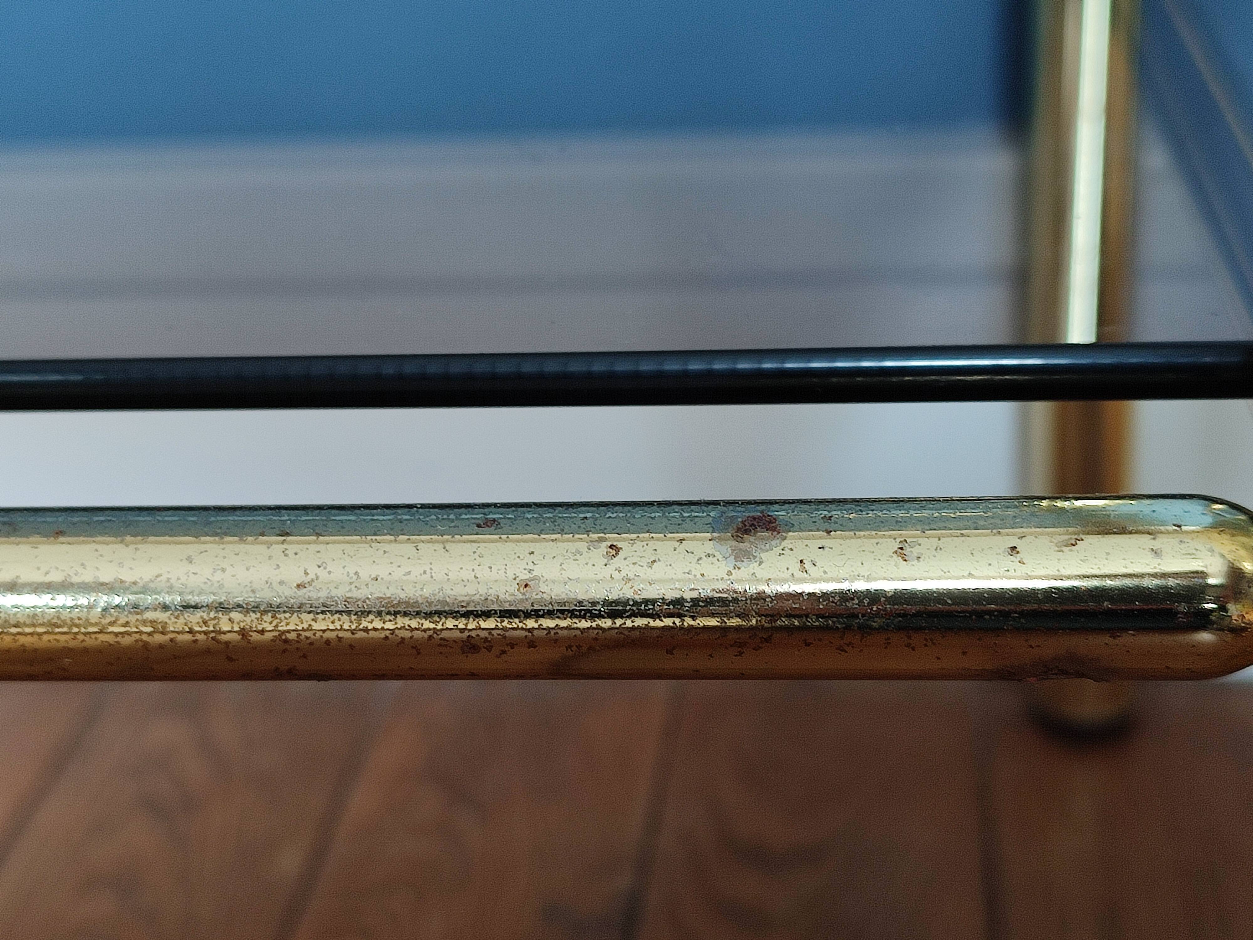 Pair of bedside tables, end of sofas in brass and vintage smoked glass