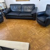 MAILLOL 3-seater sofa and 2 armchairs in leather - by DUVIVIER