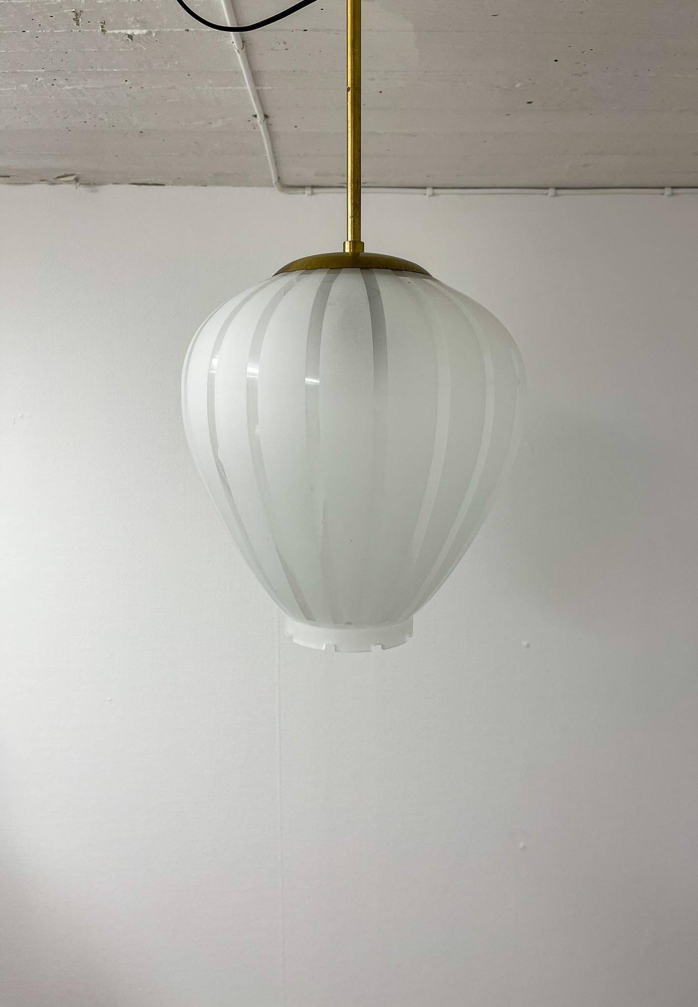 Swedish Art Deco pendant in brass and glass, 1940s